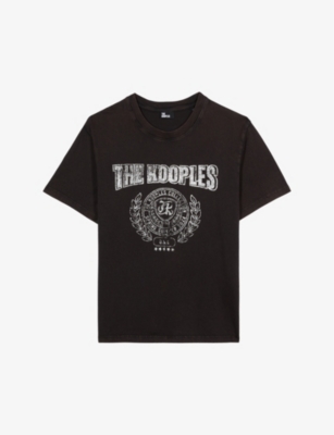 The Kooples Womens Carbone Logo Text-print Cotton T-shirt