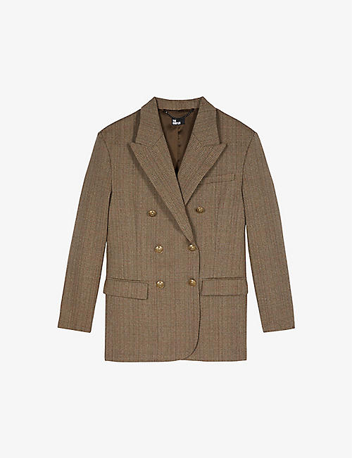 THE KOOPLES: Double-breasted relaxed-fit checked wool blazer