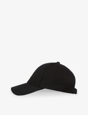 Shop The Kooples Tk Embroidered-patch Cotton Cap In Black