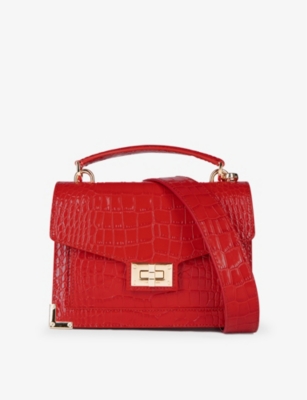 Shop The Kooples Women's Red Small Emily Crocodile-effect Leather Cross-body Bag