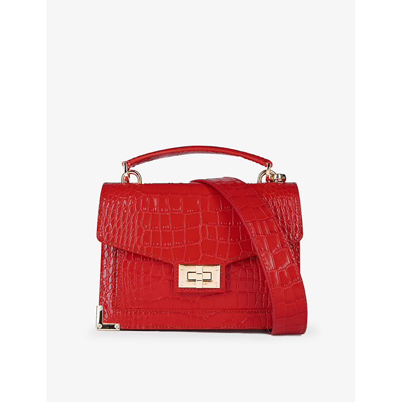 Shop The Kooples Women's Red Small Emily Crocodile-effect Leather Cross-body Bag