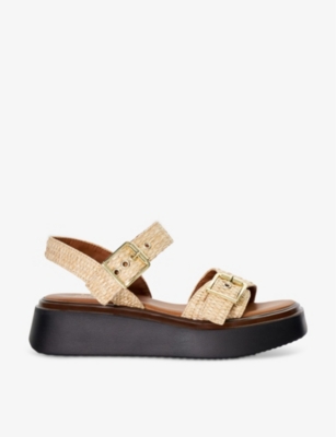 Shop Dune Loells Flatform Leather Sandals In Natural-synthetic