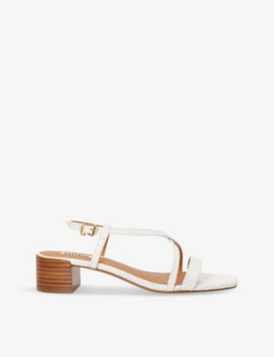 Shop Dune Jaskell Snake-print Leather Sandals In White-leather
