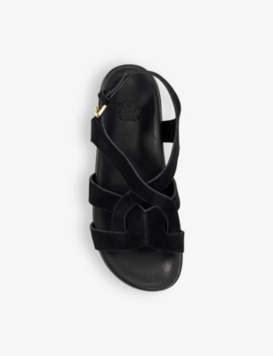 Shop Dune Womens Black-suede Loupin Cut-out Suede Sandals