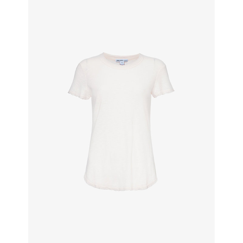 Shop James Perse Womens Zephyr Sheer Slub Short-sleeved Cotton T-shirt