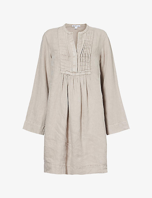 JAMES PERSE: Pleated-panel relaxed-fit linen mini dress