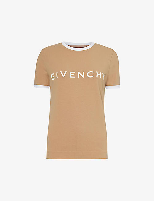 GIVENCHY: Brand-typography ribbed-trim cotton-jersey T-shirt