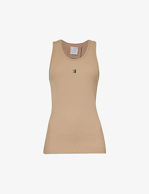 GIVENCHY: Logo-plaque ribbed stretch-cotton tank top