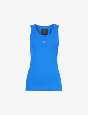 Givenchy Slim Fit Tank Top In Cotton With 4g Detail In Iris Purple