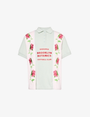 Shop Kidsuper Men's Jersey Pink Brooklyn Logo-embroidered Cotton-jersey Polo Shirt
