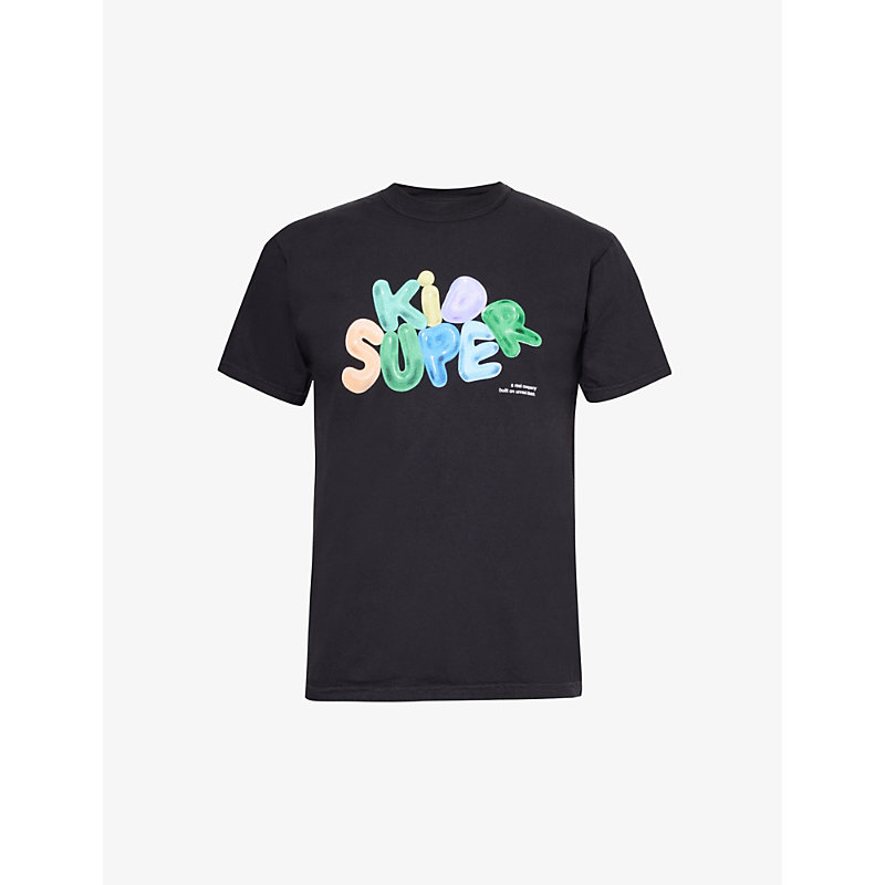 Shop Kidsuper Mens Black Bubble Branded-print Cotton-jersey T-shirt