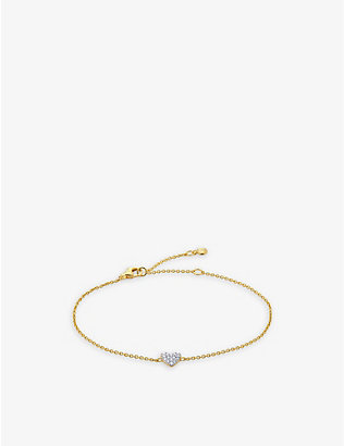 MONICA VINADER: Heart 18ct yellow gold-plated vermeil sterling-silver and 1.41ct lab-grown diamond bracelet
