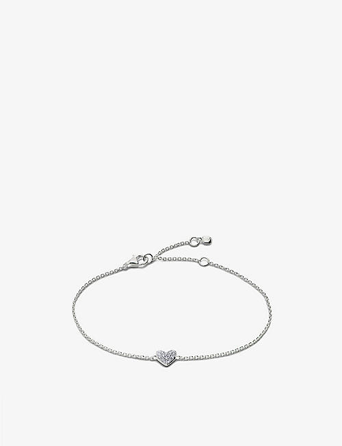 MONICA VINADER: Lab Grown heart sterling-silver and 1.41ct diamond chain bracelet