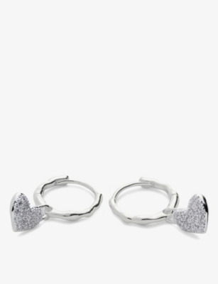MONICA VINADER: Heart Sterling-Silver And 1.7ct Lab-Grown Diamond Huggie Earrings