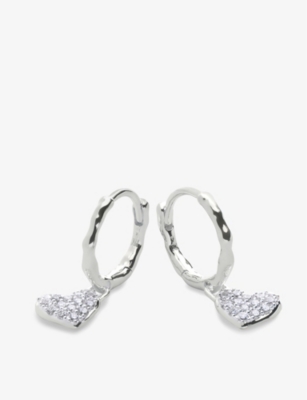 MONICA VINADER: Heart Sterling-Silver And 1.7ct Lab-Grown Diamond Huggie Earrings