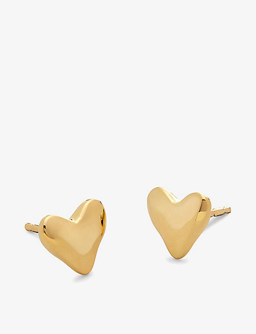 MONICA VINADER: Heart 18ct yellow gold-plated vermeil sterling-silver stud earrings