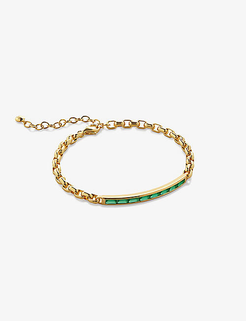 MONICA VINADER: Mini Baguette 18ct yellow gold-plated vermeil sterling-silver and onyx chain bracelet