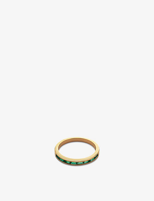 MONICA VINADER: Mini Baguette 18ct yellow gold-plated vermeil sterling-silver and onyx ring