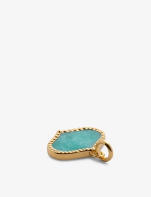 MONICA VINADER WOMENS YELLOW GOLD LOTUS AMAZONITE-GEMSTONE 18CT GOLD-PLATED VERMEIL STERLING-SILVER PENDANT CHARM 