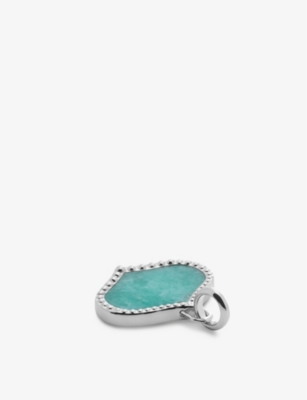 Monica Vinader Sterling Silver Lotus Gemstone Pendant Amazonite In Sterling Silver