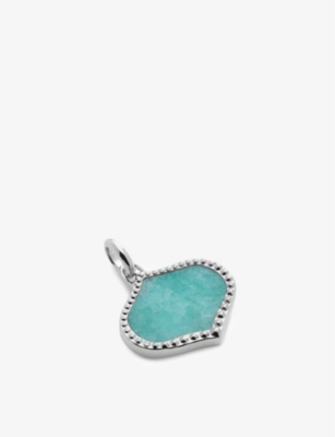 Shop Monica Vinader Womens Sterling Silver Lotus Amazonite-gemstone Sterling-silver Pendant Charm