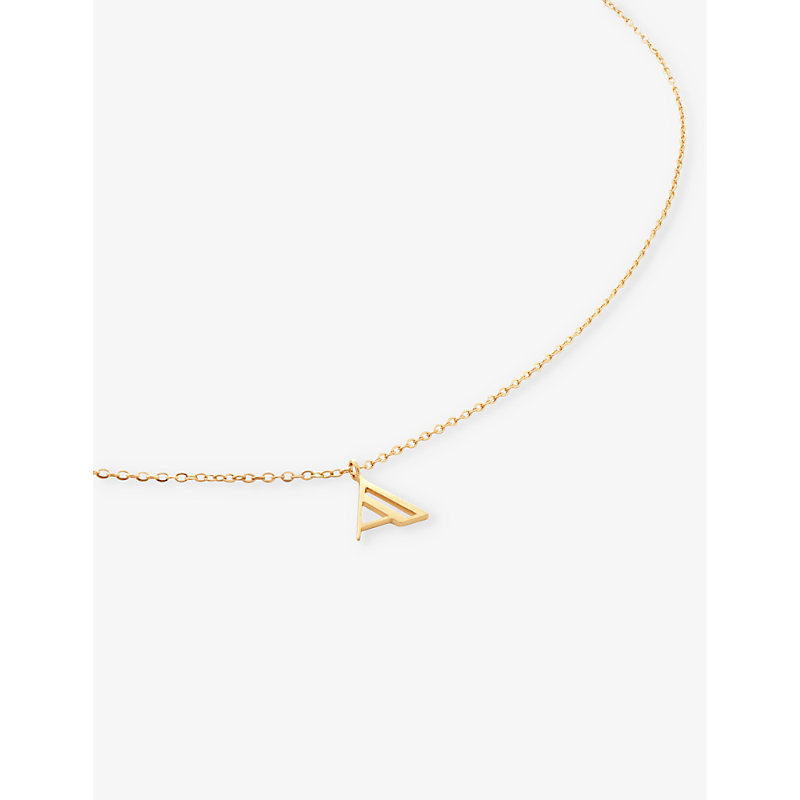 Monica Vinader Womens Yellow Gold A-initial Art-deco 14ct Solid-gold Necklace