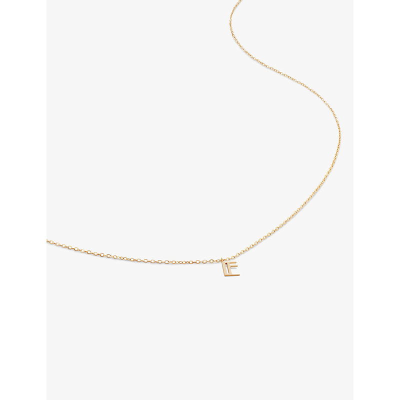Monica Vinader Womens Yellow Gold Small Letter E 14ct Yellow-gold Pendant Necklace