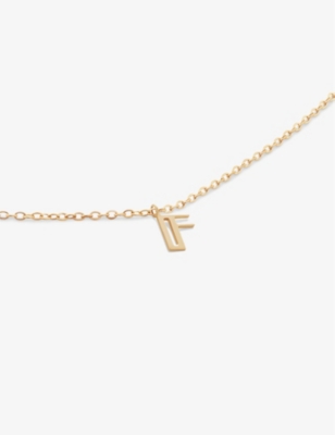 Monica Vinader Womens Yellow Gold Small Letter F 14ct Yellow-gold Pendant Necklace In Yellow Gold