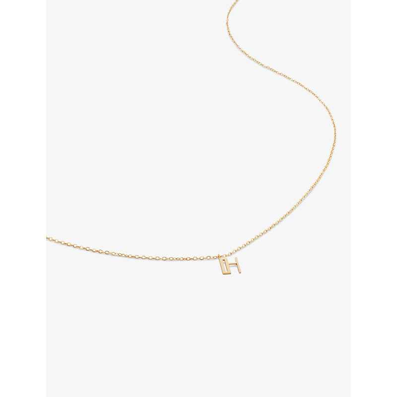 Monica Vinader Womens Yellow Gold Small Letter H 14ct Yellow-gold Pendant Necklace