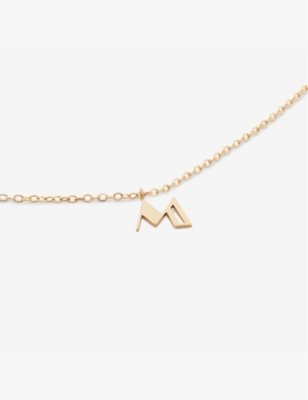 Monica Vinader Womens Yellow Gold Small Letter M 14ct Yellow-gold Pendant Necklace In Yellow Gold