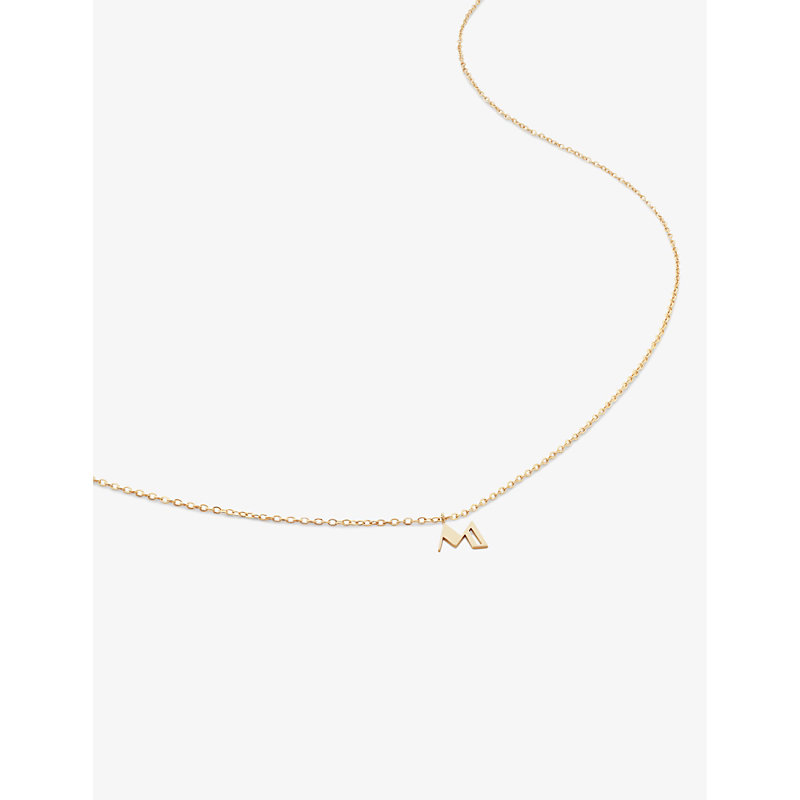 Monica Vinader Womens Yellow Gold Small Letter M 14ct Yellow-gold Pendant Necklace