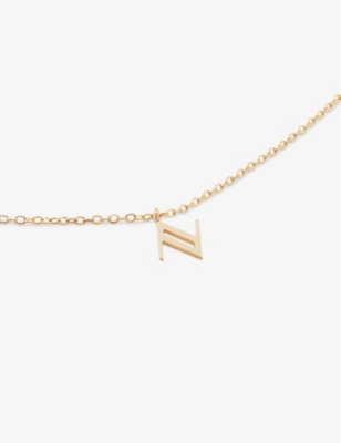 Shop Monica Vinader Womens Yellow Gold Small Letter N 14ct Yellow-gold Pendant Necklace