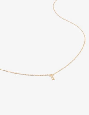 MONICA VINADER: Small letter T 14ct yellow-gold pendant necklace