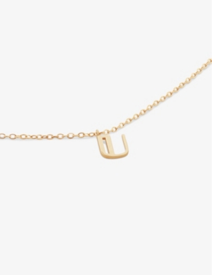 Shop Monica Vinader Womens Yellow Gold Small Letter U 14ct Yellow-gold Pendant Necklace