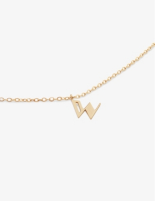 Shop Monica Vinader Womens Yellow Gold Small Letter W 14ct Yellow-gold Pendant Necklace