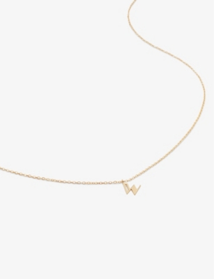 Monica Vinader Womens Yellow Gold Small Letter W 14ct Yellow-gold Pendant Necklace
