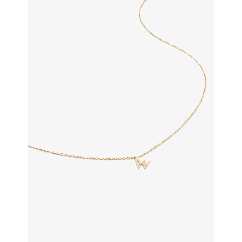 Monica Vinader Womens Yellow Gold Small Letter W 14ct Yellow-gold Pendant Necklace