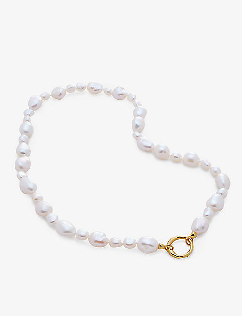 MONICA VINADER: Nura supersized-pearl 18ct gold-plated vermeil sterling-silver necklace