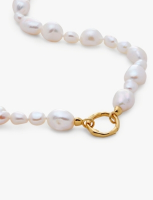 Monica Vinader Womens Yellow Gold Nura Supersized-pearl 18ct Gold-plated Vermeil Sterling-silver Nec