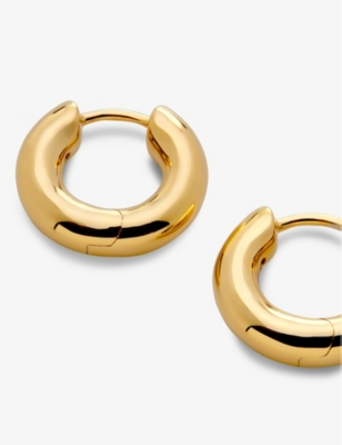 Monica Vinader Womens Yellow Gold Essential Click 18ct Gold Vermeil Sterling-silver Huggie Earrings In Yellow Gold