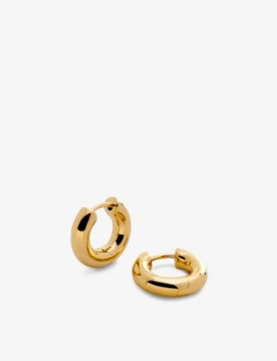 Monica Vinader Womens Yellow Gold Essential Click 18ct Gold Vermeil Sterling-silver Huggie Earrings In Yellow Gold
