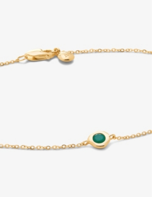 Shop Monica Vinader Women's Yellow Gold Siren 14ct Yellow-gold And Emerald Chain Bracelet