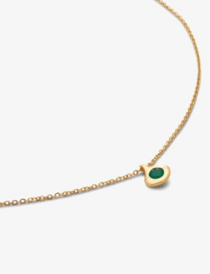 Shop Monica Vinader Women's Yellow Gold Siren 14ct Yellow-gold And Emerald Chain Necklace