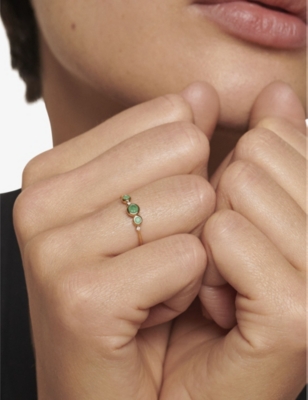 Monica Vinader Womens Yellow Gold Cluster 14ct Yellow-gold And 0.018ct Emerald And Diamond Ring In Yellow Gold