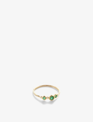 MONICA VINADER: Cluster 14ct yellow-gold and 0.018ct emerald and diamond ring