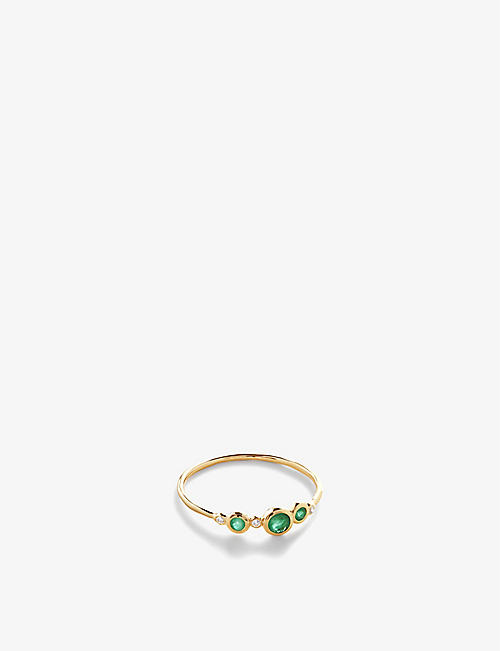 MONICA VINADER: Cluster 14ct yellow-gold and 0.018ct emerald and diamond ring