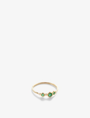 Monica Vinader Womens Yellow Gold Cluster 14ct Yellow-gold And 0.018ct Emerald And Diamond Ring