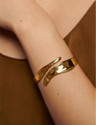 Monica Vinader Womens Yellow Gold Wave Wrap 18ct Yellow Gold-plated Vermeil Sterling-silver Cuff In Yellow Gold