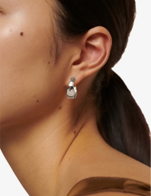 Shop Monica Vinader Women's Sterling Silver Wave Medium Sterling-silver Hoop Earrings