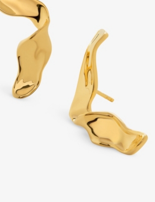 Monica Vinader Womens Yellow Gold Wave Large 18ct Yellow Gold-plated Vermeil Sterling-silver Stud Ea In Yellow Gold